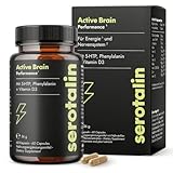serotalin ACTIVE BRAIN Performance (ehemals HAPPY ENERGY) | Hochdosiert mit Griffonia, B-Vitaminen, Koffein & Zink | Vegan & Made in Germany | 60 Kapseln (2 Monate)