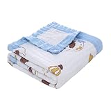 Musselin Babydecke für Babys 6-Lagig Kinder Baumwolle Decke Weich Atmungsaktiv Wickeldecke Einschlagdecke Mädchen Junge 110x110cm (Mond)