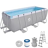 Avenli Pool 400 x 207 x 122 cm Stahlrahmen Aufstellpool Komplettset mit Leiter Filterpumpe Schläuchen und Filterkartusche Framepool