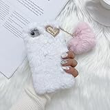 ZTUOK Kompatibel mit iPhone 7/8/SE 2020/SE 2022 Hülle für Mädchen, niedlich, warm, handgefertigt, weiches Fell, flauschig, Plüsch mit Kristallanhänger, stoßfeste Schutzhülle für iPhone 7/8/SE 2/SE 3,
