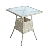 ESTEXO Polyrattan Gartentisch Beistelltisch Rattan Tisch Balkontisch Gartenmöbel Terrassentisch 60x60 cm (Beige)