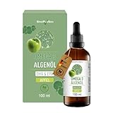 Premium Omega 3 Algenöl | hoch dosiert | Natürliches DHA & EPA für Herz, Gehirn & Sehkraft | vegan | 100ml | 40 Tage Vorrat | (Apfel)