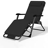 Terrassen-Loungesessel, verstellbarer Rasen-Loungesessel, tragbarer Klapp-Loungesessel, Outdoor-Klapp-Loungesessel mit Kopfstütze, kann drinnen oder draußen verwendet werden Black,4