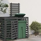 Mülltonnen-Erweiterung für den Außenbereich, Massivholz, Kieferngrau, Mülltonnenschuppen für Haus & Garten