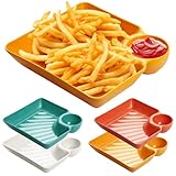 2 in 1 Snackschale und Dipschalen Servierplatten Nacho Teller 18.7 x 17 x 3.5cm Tapas Schalen Servierschalen Set für Vorspeisen Dips und Snacks - 4 Stück