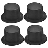 HDBHSBE Schneemannhüte für Handwerk 4pcs Schwarze Mini -Top -Hüte Miniatur -Top -Hut Ornamente Kleiner Hut für Schneemann Dekoration Party Handwerk DIY Supplies Ornamente