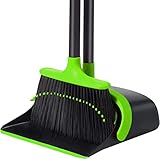 Besen und Kehrschaufel-Set, Besen und Kehrschaufel, Besen und Kehrschaufel-Set für Zuhause, Upgrade 132.1 cm langer Griff Besen mit Stand-Up-Kehrschaufel, Boden, Kehrschaufel und Besen-Set