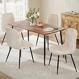 VASAGLE Esszimmerstuhl 4er Set, Küchenstuhl, Polsterstuhl, Metallbeine, verstellbare Füße, pflegeleicht, Chenille-Gewebe, PU mit von Gletschern inspiriertem Muster, cremeweiß KDC188W01