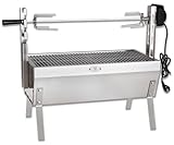 Beeketal 'SGB-8' Tisch Spießbratengrill mit Grillmotor für Hähnchen oder Rollbraten, Spießgrill mit 3-fach verstellbarem Drehspieß für bis zu 4 kg Grillgut, Grillfläche Holzkohlegrill: ca. 60x32 cm