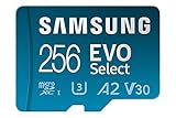 Samsung EVO Select (2024) microSD-Karte + SD-Adapter, 256 GB, Speicherkarte für Smartphone und Tablet, UHS-I U3, 4K UHD, Full HD, 160 MB/s Lesen, MB-ME256SA/EU