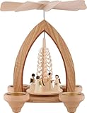 Erzgebirge Palast 1-stöckige Weihnachtspyramide Engel - Natur - 26 cm - 100% Seiffener Pyramide