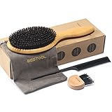 BESTOOL Haarbürste, Wildschweinborsten Bürste für Damen Herren Kinder, Bambus Paddel Naturborsten für dünnes, feines Haare, Verbesserung der Haartextur (Bambus)
