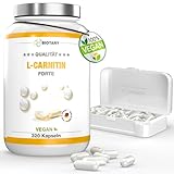 L-Carnitin, 320 Kapseln, 3000mg Tagesportion, 3 Monatsvorrat, inklusive Pillenbox, L-Carnitine hochdosiert Kapseln, 100% Vegan
