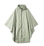 Freesmily Damen Regen Poncho stilvolle wasserdichte Regenmantel mit Kapuze Reißverschluss (Wasabi Grün)