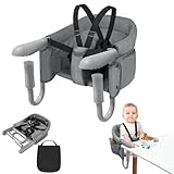 ACXIN Tischsitz Babysitz, Hochstuhl inkl. Transporttasche, Hochwertiger Kinderhochstuhl, Mobiler Hochstuhl für Restaurants, Reise & Co, Belastbar bis 15 kg (Grau)