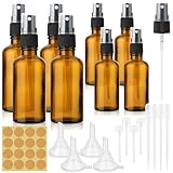 dusaniyali 8 Stück Braunglas Sprühflasche Klein, 50ml 30ml Zerstäuber Sprühflasche mit Trichte und Tropferr, Klein Parfümzerstäuber Nachfüllbare Reise Sprühflaschen für Wasser Alkohol Kosmetik Parfüm