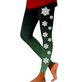 Generisch Leggings Damen Weihnachts, Lustig Weihnachtsleggings Schneeflocke Druck Warm Thermohose Frauen/mädchen Nahtlose Yoga Hose Für Damen Stretch Elegante Laufhose Olivgrün XXL
