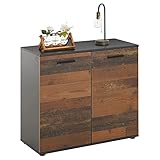 CARO-Möbel Kommode Chicago mit 2 Türen, Moderne Anrichte, Sideboard Mehrzweckschrank für Wohnzimmer in Beton dunkel/Old Style