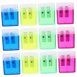 DIYEAH 12er Set Handbetriebenen Doppel Loch Buntstift Anspitzer Tragbare Anspitzer Für Büro Und Schule Rose Und Neon Je