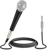 Pyle Karaoke Mikrofon - Gesangsmikrofon, microphone, Dynamisches Mikrofon mit Beweglicher Spule, Unidirektionale Nierencharakteristik, 4,5 Meter langem XLR-auf-6,35mm-Audiokabel für Karaoke Box