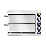 HENDI Pizzaofen, Basic 2/40, Gastrobackofen, Temperaturbereich: 50°C bis 320°C, 230V, 2400W, 567x427,5x(H)428mm, Edelstahl