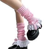 Qsvbeeqj Winter Warm Stricken Beinlinge Für Frauen Mädchen Lolitas Rüschen Fuß Abdeckungen Socken Süße Bein Abdeckungen Mittelrohr Socken Geschenk