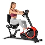 Hop-Sport Liegeergometer HS-060L - Liegeheimtrainer mit Handpulssensoren, 15 kg Schwungmasse, 8 Widerstandsstufen - Sitzergometer für Senioren max. Benutzergewicht 130 kg rot