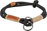 TRIXIE Zug-Stopp Hundehalsband BE Nordic L schwarz/Sand – bequemes Hundehalsband für große Hunde mit Zugbegrenzung - robust & elegant – 17285