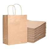 30 Stück Papiertüten mit Henkel Braun,Qixora Braune Kraftpapiertüte Groß Papiertragetaschen Papiertüten aus Kraftpapier für Einkaufen 27x21x11 CM