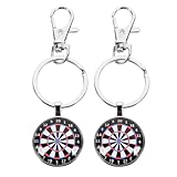 CVUTOVO 2 Stück Dartboard Schlüsselanhänger aus Metall Anhänger Vielseitiger Schlüsselring für Darts Spieler Tasche Rucksack Charmantes Geschenk für Männer und Fans