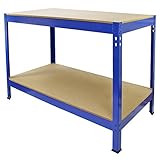 Werkbank Werktisch Arbeitstisch Tisch Werkstatttisch Garage Aufbewahrung Aufbewahrungstisch Werkstatt Werkstatttisch Montagewerkbank Blau Lager Montagetisch