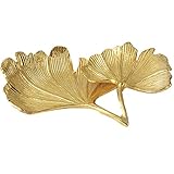 OWLEEN Ginkgo Biloba Leaf Gold Dekoratives Tablett Badezimmer Schmuck Organizer Tablett