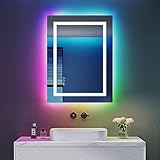 Dripex Badspiegel mit Beleuchtung Led Spiegel mit RGB LED Streifen, Farbwechsel, Touch-Schalter, Dimmbar Badezimmerspiegel, Beschlagfrei 50x70 cm