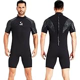 Neoprenanzug Damen RückenreiÃŸverschluss Kurze Neoprenanzug Herren 3mm Neopren Kurzarm zum Surfen Schwimmen Kajakfahren Schnorcheln Kanufahren Gerätetauchen (Herren Schwarz, XL)