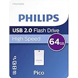 Philips Pico Edition High Speed 2.0 USB-Flash-Laufwerk USB-Stick 64 GB Ultra Small für PC, Laptop, Computer, Smart TV, Car Audio and More Lesegeschwindigkeit bis zu 25 MB/s