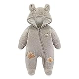 Baby Schneeanzüge Winter Overall mit Kapuze Fleece Strampler Mädchen Jungen Warm Outfits- Gr. 3-6 Monate (66 cm), Rot