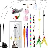 UGBO Interaktives Katzenspielzeug Hängende Türrahmen Spielmaus für Katzen Spielzeug 19 Stück Katzenangel Mit Saugnapf Angel Katze Cat Toys Katzenspiel Maus Simucatstick Kätzchen Zauberstab