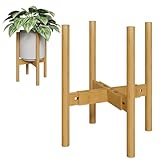 Bamworld Blumenständer Blumenhocker Pflanzenhocker Naturfarbe Verstellbar und kippsicher, geeignet für verschiedene Pflanzentöpfe, Höhe 32 cm