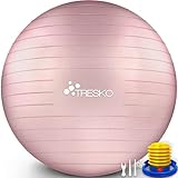 TRESKO Gymnastikball mit GRATIS Übungsposter inkl. Luftpumpe - Yogaball BPA-Frei | Sitzball Büro | Anti-Burst | 300 kg,Rose-Gold,55cm (für Körpergröße unter 155cm)