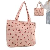 Erdbeer -Einkaufstasche 12x13x4 '' Leinwand Erdbeer -Geldbörse Stilvolle Umhängetasche Ästhetische Tasche für Frauen Mädchen Geschenk, Erdbeerbeutel