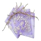 Organza-Beutel, 10 x 12 cm, violett, Schmetterling, goldfarben, geprägt, Netzbeutel für Schmuck, Geburtstag, Make-up, Süßigkeiten, Party, Weihnachten, Festival, Verpackung, 100 Stück