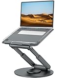Laptop Ständer Höhenverstellbar mit 360° Drehbarer Basis, Ergonomisch Laptopständer, Laptop Erhoehung Fuer Schreibtisch, Standing Laptop Stand Computer Ständer mit MacBook Pro, Laptops 10–17'-Grau