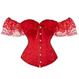 TYUIOP korsett kleid damen oberteil ohne träger body shapewear unterbrust rot satin top weiß string beige corset korsage bauchweg