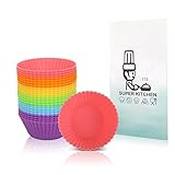 SUPER KITCHEN Mini Muffinform Silikon - Antihaft Wiederverwendbar Cupcake Formen, Backformen Muffinblech, Muffinförmchen Klein, Pralinenform, Kuchen, Pudding, 24er-Pack