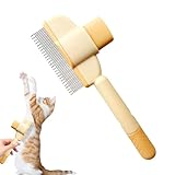 zjhukfmc Fellpflegekamm für Katzen, 20 x 8 x 2 cm, Haustierkämme aus Edelstahl, Haustier-Edelstahl-Zähnenkamm, Katzenkämme mit Entriegelungsknopf, rutschfestes Entwirren, entfernt verfilzte Knoten