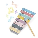 Montessori Holz Musik Spielzeug für 3-jährige Kinder, 4-teiliges Set von Tamburin, Xylophon, Flöte und Resonanzboden, Musik Erleuchtung Spielzeug Set
