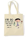 Tribal T-Shirts You're Not The Boss Of Me Wine Is Damen Schultertasche zum 90. Geburtstag, cremefarben, Einheitsgröße, Cremefarben, EinheitsgröÃŸe