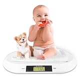 Silvergear® Babywaage | Digitale Kinderwaage bis 20Kg | Digitalwaage für Neugeborene | Waage für Babys met LED Anzeige | Gewichtskontrolle ab Geburt | Tierwaage | 54,5 x 31,5 x 3,5cm | Weiß