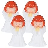 HIAKDOFT 4 Stück Engelsfigur aus Bruchfestem Vinyl Kleine Betende Engel Deko für Schreibtisch und Mädchengeburtstag Stabile Wohn und Bürodekoration