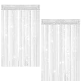 YiliYa 2 Stück Fadenvorhang Insektenschutz, 95 x 200 cm Türvorhänge Gegen Fliegen, Fadenvorhang Weiss Balkontür, Türvorhang Insektenschutz, Fadengardine, Blickdicht